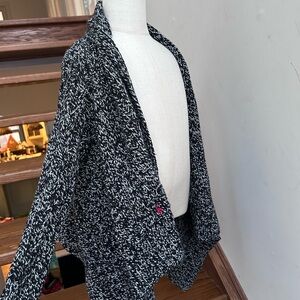 Ralph Lauren Black White Shawl Collar Open Front Cardigan Sweater Shrug Girls 7